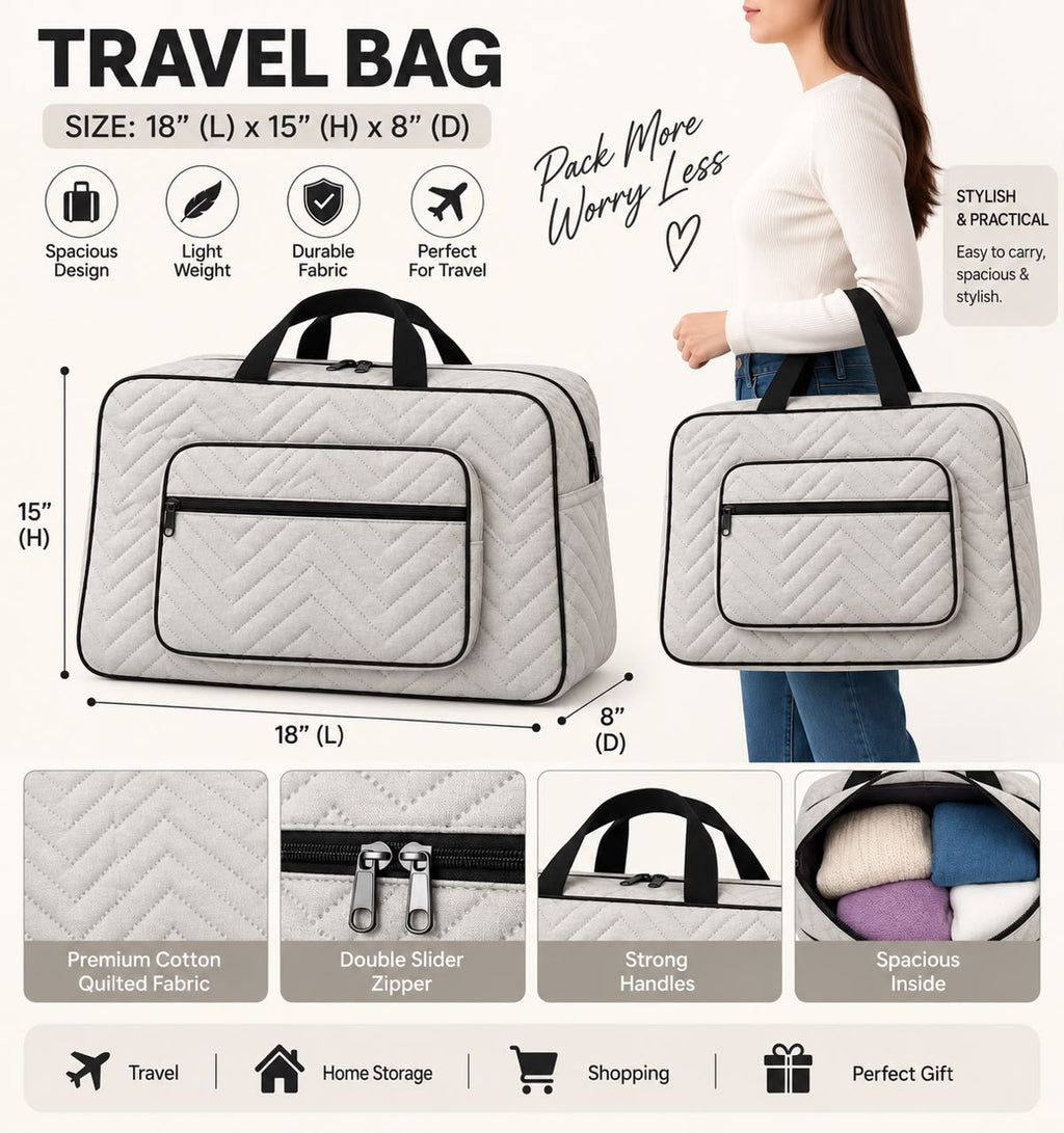 🧳 Premium Cotton Quilted Travel Bag