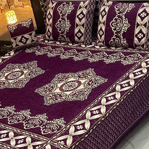 Luxury 4Pc Velvet Jacquard Bedsheet Set