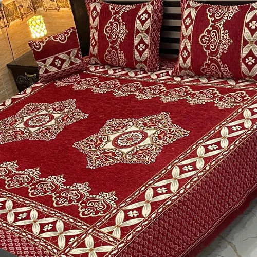 Luxury 4Pc Velvet Jacquard Bedsheet Set