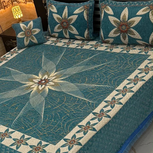 Luxury 4Pc Velvet Jacquard Bedsheet Set