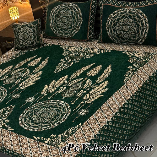 Luxury 4Pc Velvet Jacquard Bedsheet Set